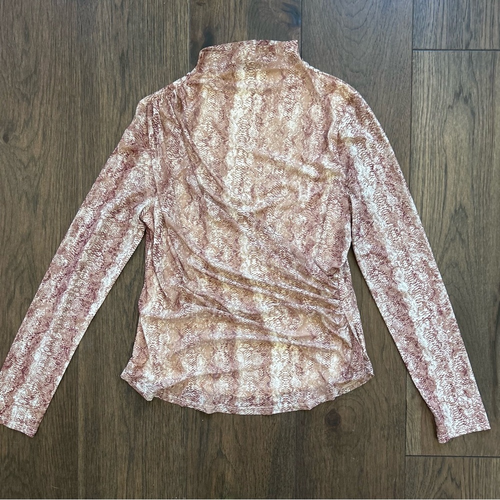 Cable & Gauge Tan Snake Print Long Sleeve Mock Neck Top